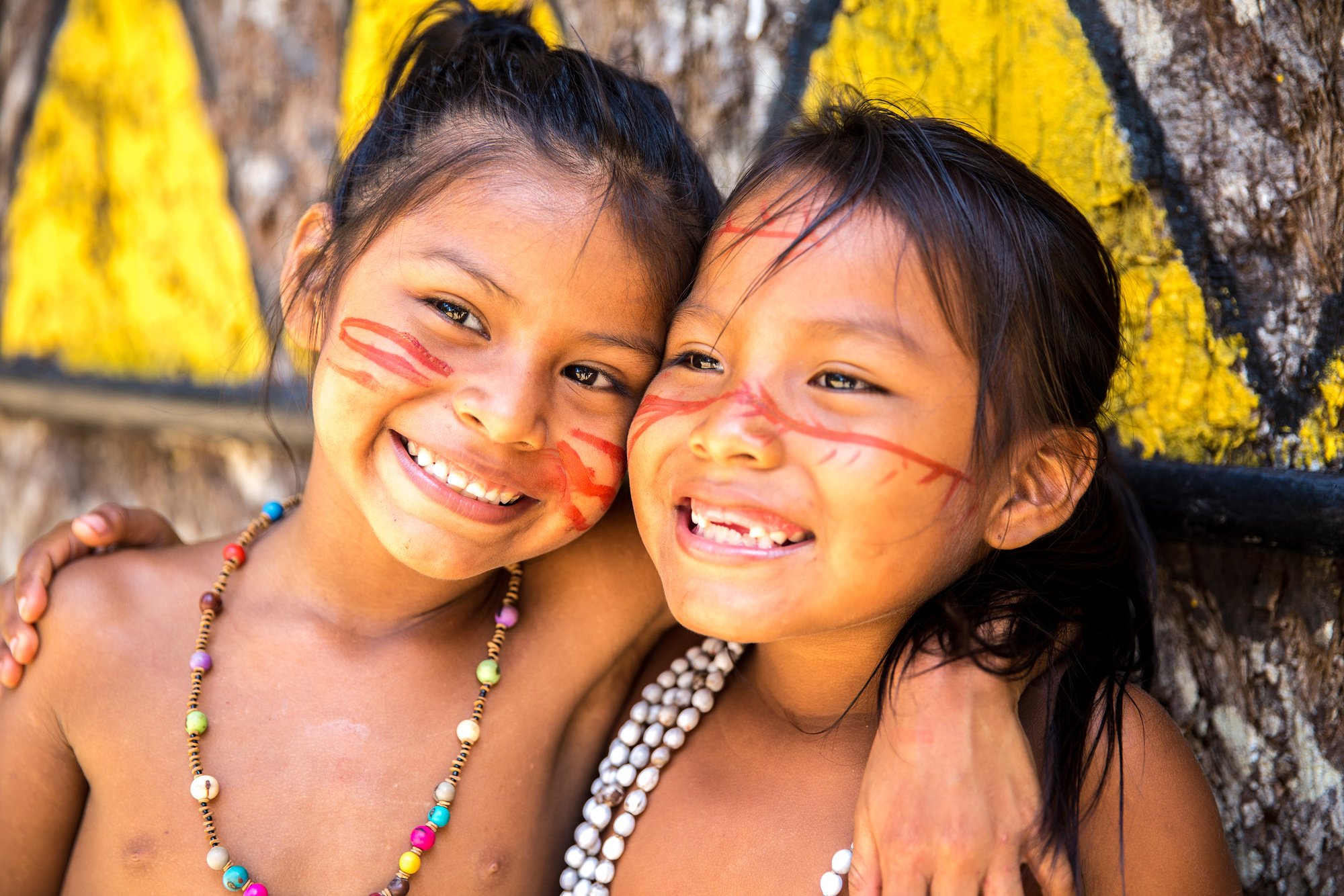 Cute Native Brazilian girls in Amazon, Brazil